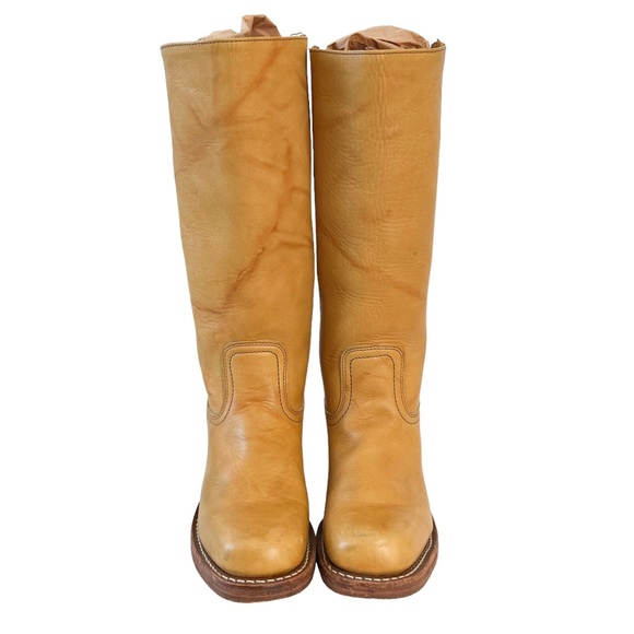 Frye Vintage Banana Yellow Leather Campus Boots Size 6.5 - Picture 4 of 13